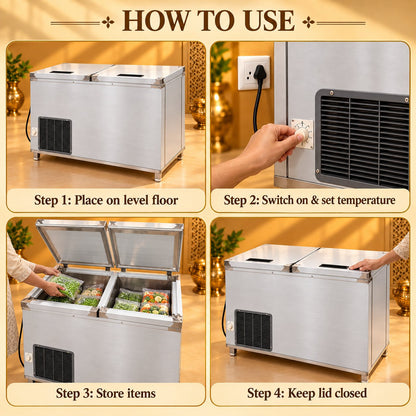 Gurubhai Equipments SS Body Deep Fridge 450 Ltr – How to Use