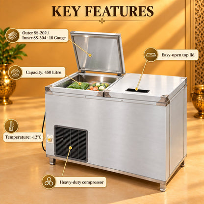 Gurubhai Equipments SS Body Deep Fridge 450 Ltr – Key Features