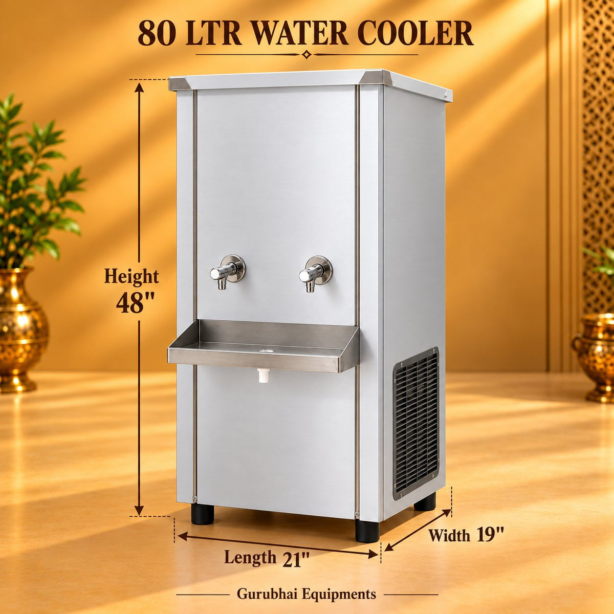 Gurubhai Equipments 80 Ltr Water Cooler – Dimensions & Specifications