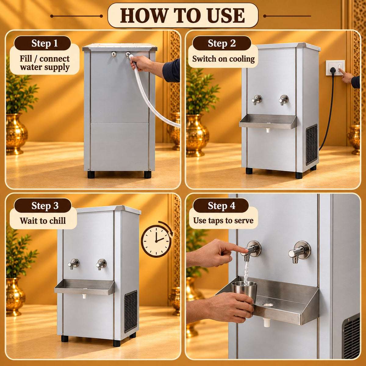 Gurubhai Equipments 80 Ltr Water Cooler – How to Use