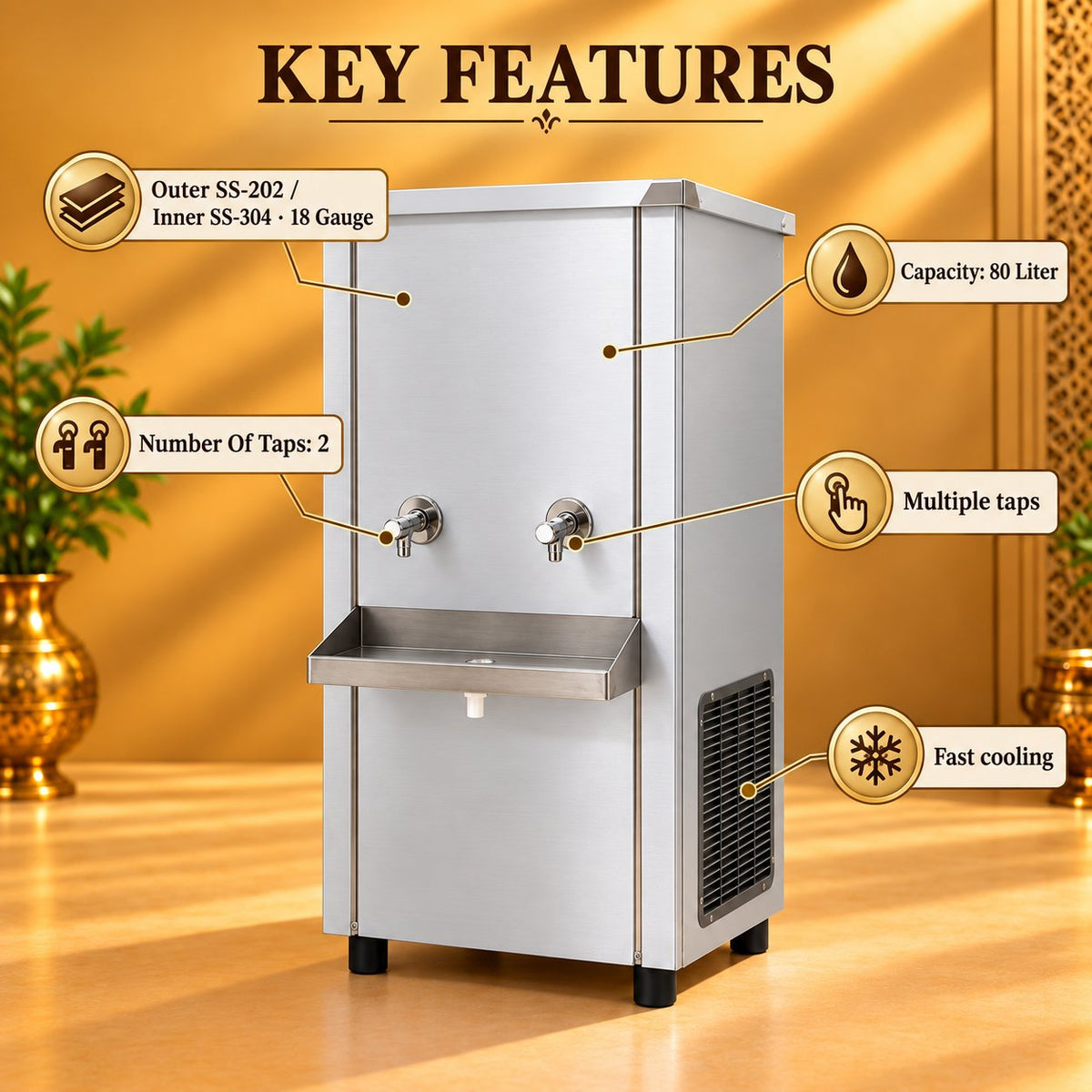Gurubhai Equipments 80 Ltr Water Cooler – Key Features