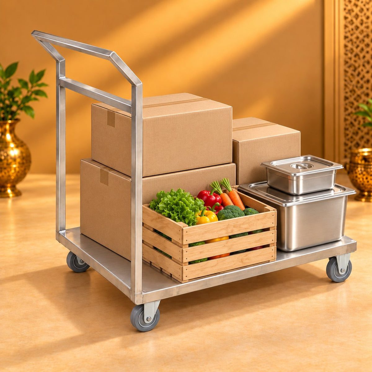 Gurubhai Equipments Goods Trolley – In Use