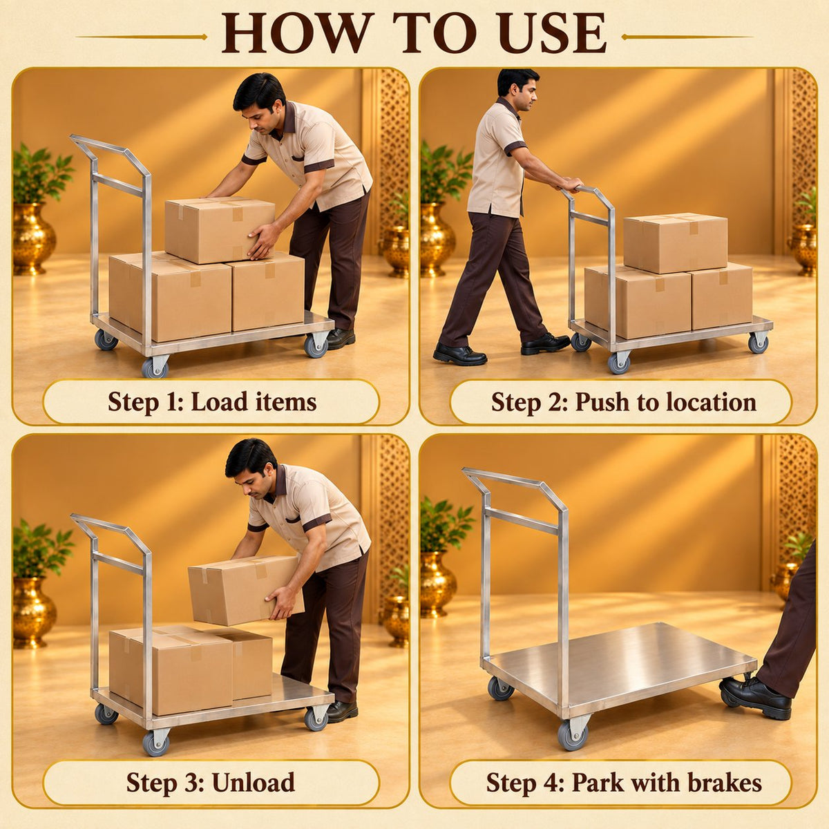 Gurubhai Equipments Goods Trolley – How to Use