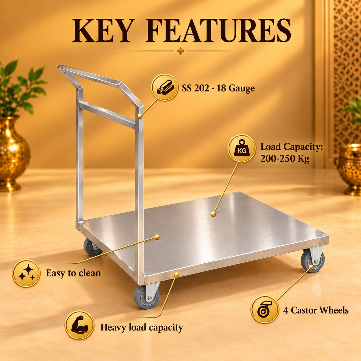 Gurubhai Equipments Goods Trolley – Key Features