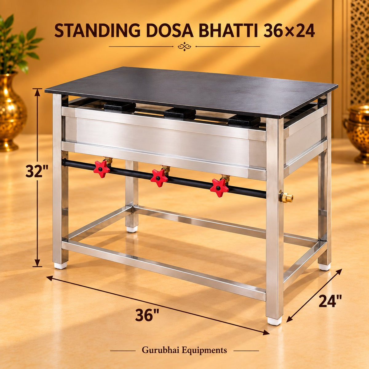 Gurubhai Equipments Standing Dosa Bhatti 36 × 24 – Dimensions & Specifications