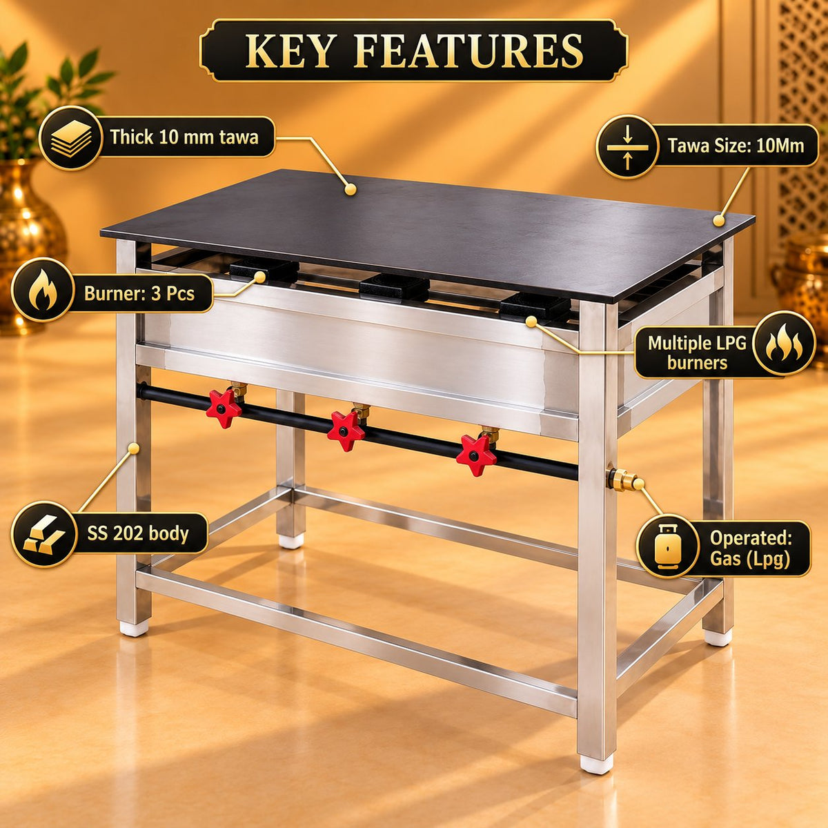 Gurubhai Equipments Standing Dosa Bhatti 36 × 24 – Key Features
