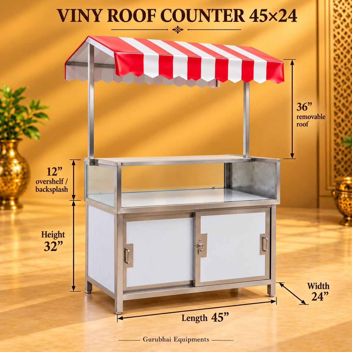 Gurubhai Equipments Viny Roof Counter 45 × 24 – Dimensions & Specifications