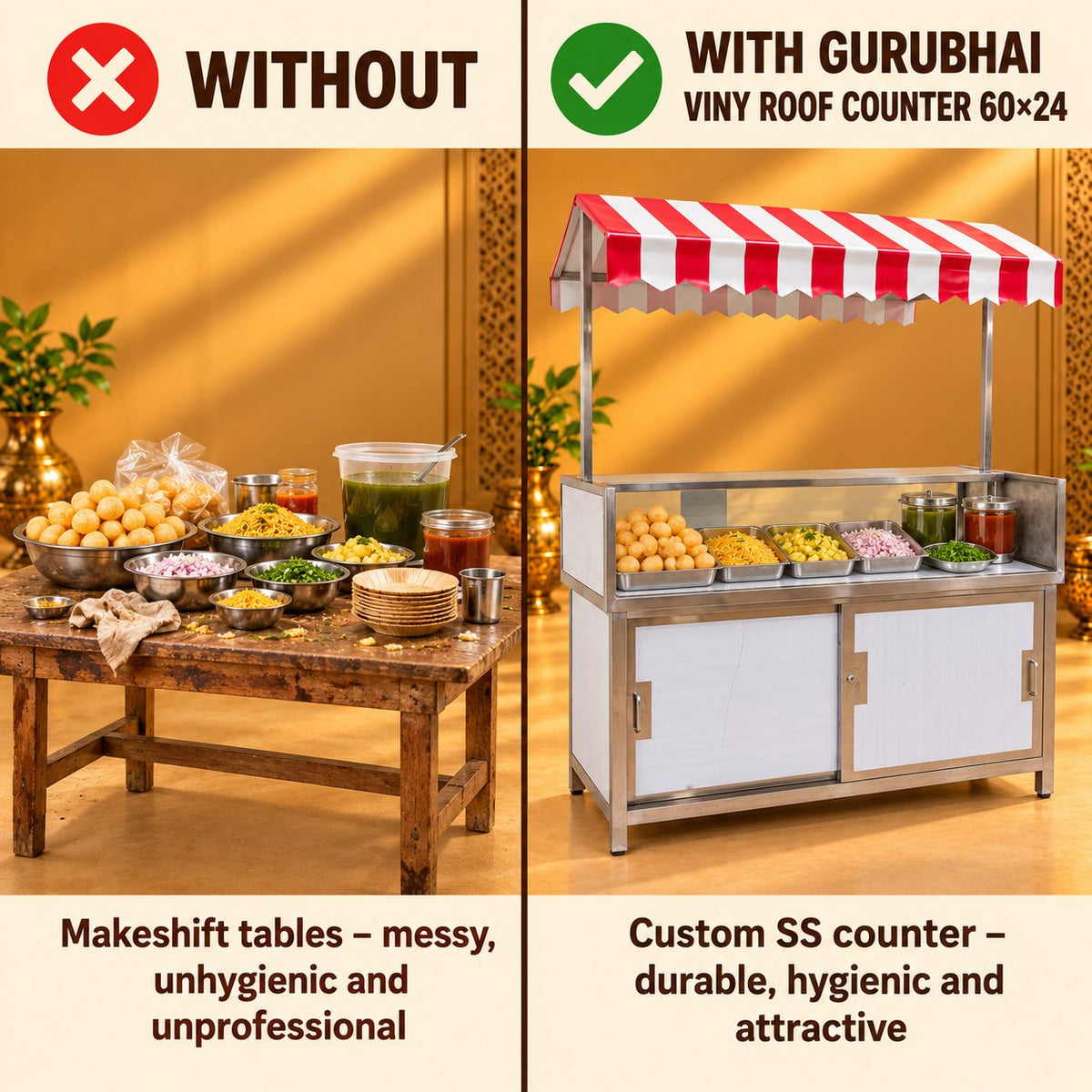 Gurubhai Equipments Viny Roof Counter 60 × 24 – Key Features