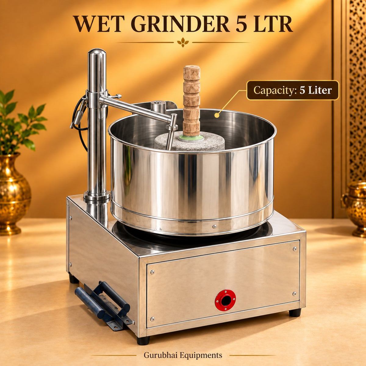 Gurubhai Equipments Wet Grinder 5 Ltr – Dimensions & Specifications