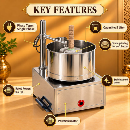 Gurubhai Equipments Wet Grinder 5 Ltr – Key Features
