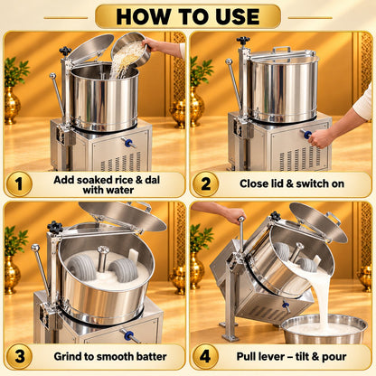 Gurubhai Equipments Tilting Wet Grinder 15 Ltr – How to Use