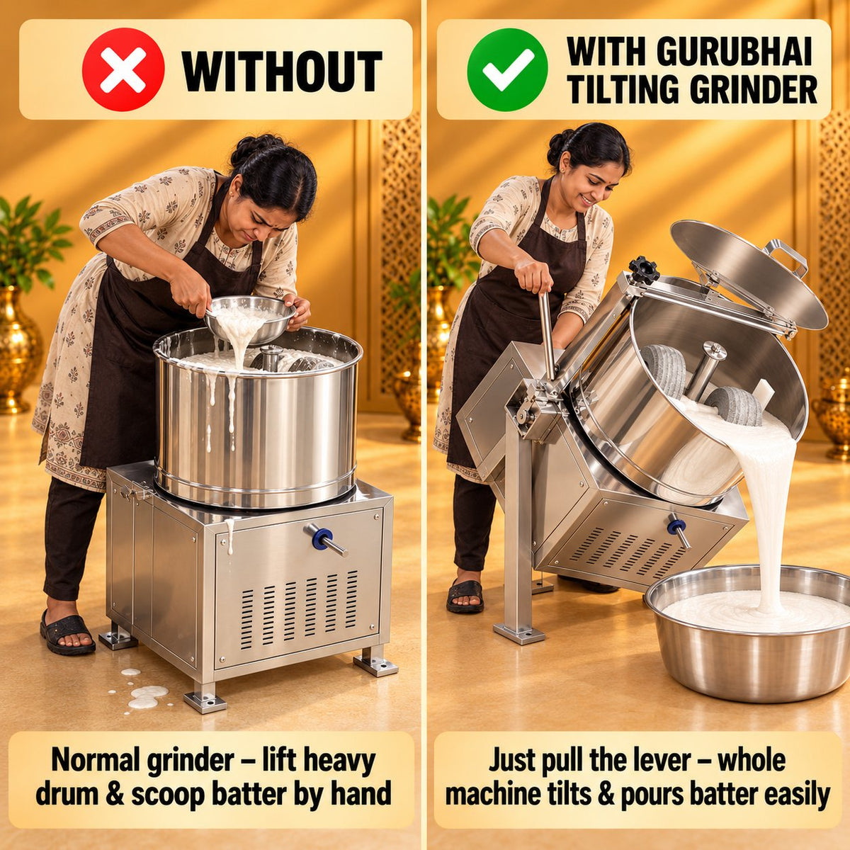 Gurubhai Equipments Tilting Wet Grinder 15 Ltr – Why Choose It