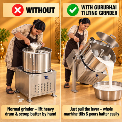Gurubhai Equipments Tilting Wet Grinder 15 Ltr – Why Choose It