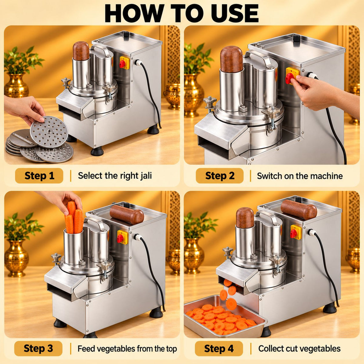 Gurubhai Equipments Vegetable Cutter – How to Use