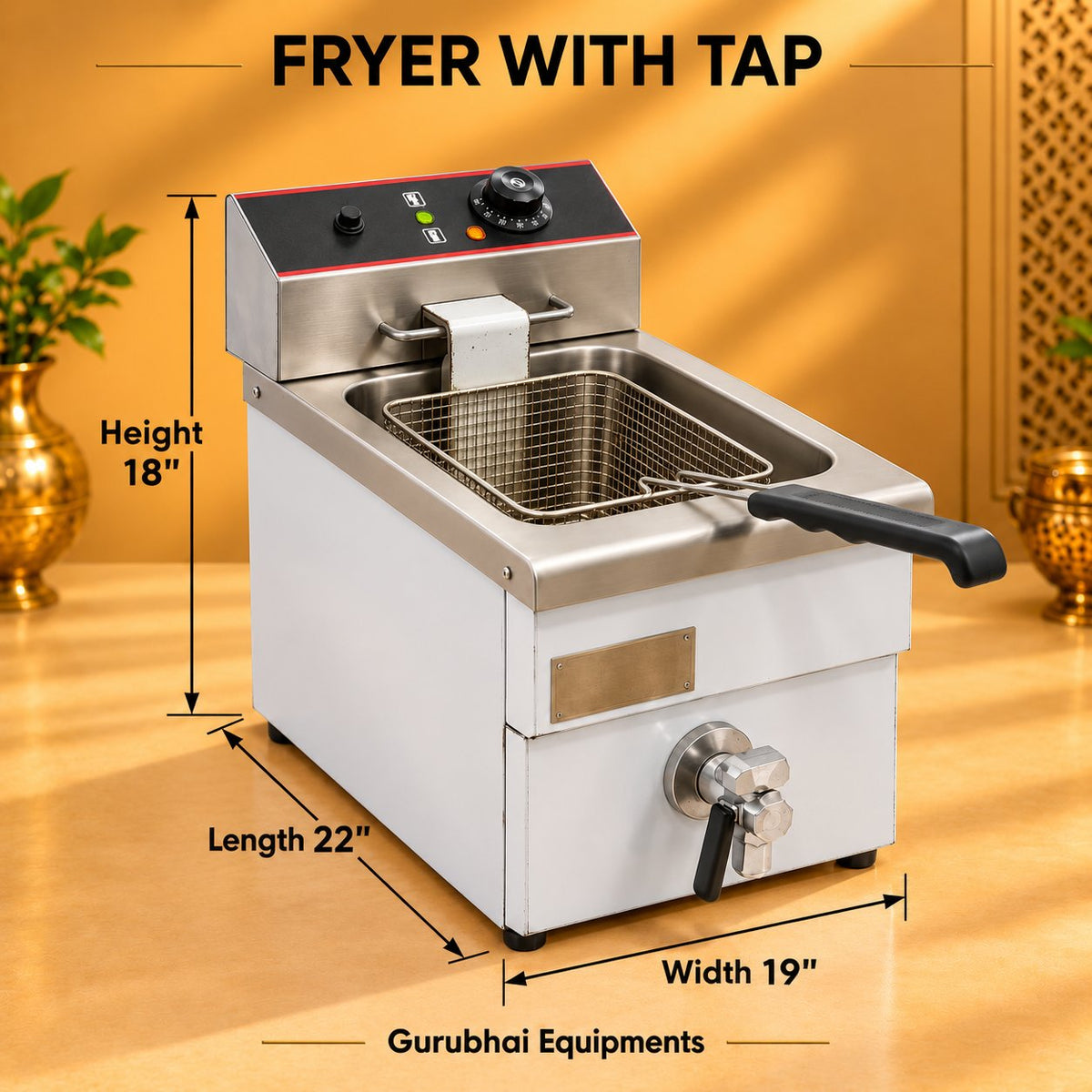 Gurubhai Equipments Fryer With Tap – Dimensions & Specifications