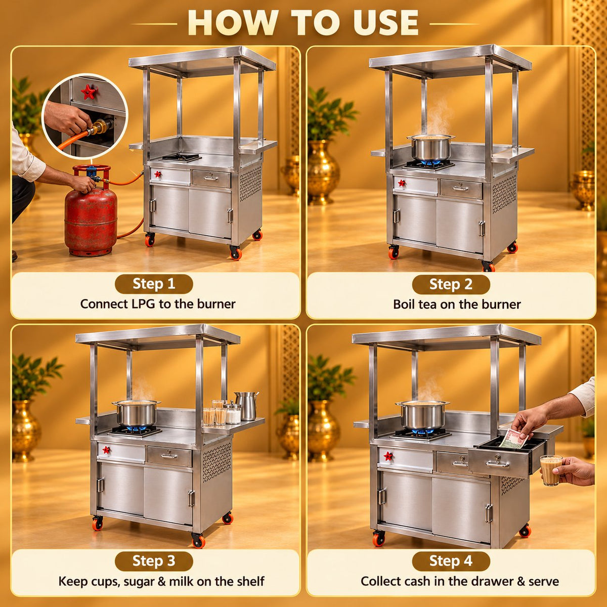 Gurubhai Equipments Tea Counter With Roof – How to Use