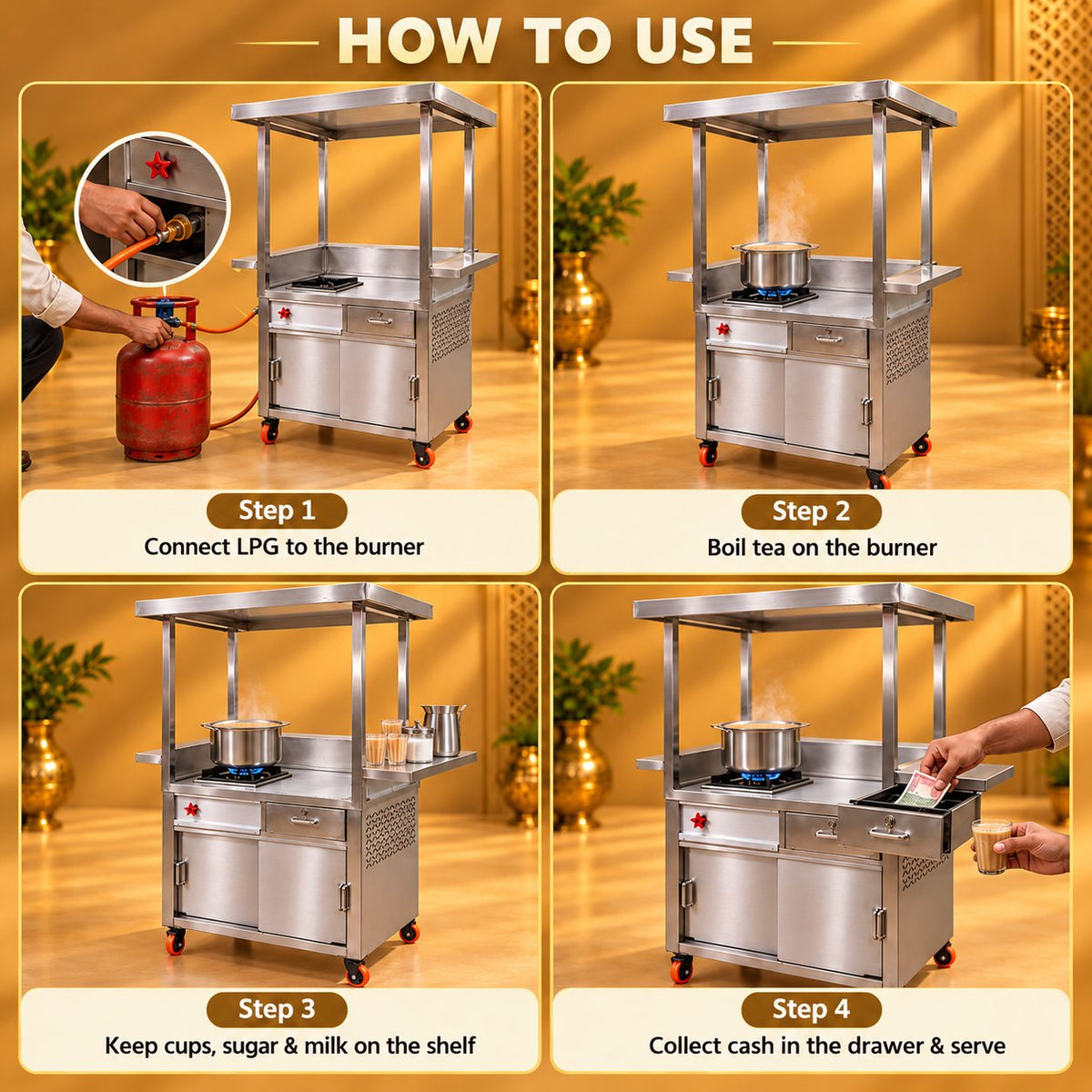 Gurubhai Equipments Tea Counter With Roof – Why Choose It