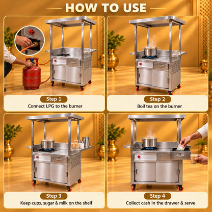 Gurubhai Equipments Tea Counter With Roof – Key Features