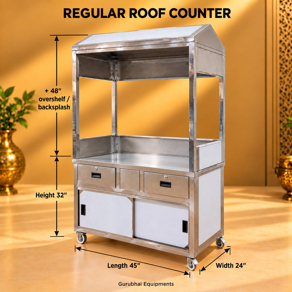 Gurubhai Equipments Regular Roof Counter – Dimensions & Specifications