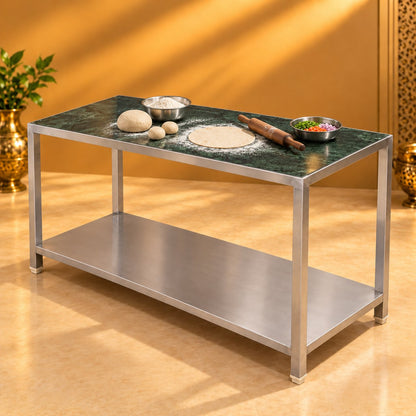 Gurubhai Equipments Marble Table (1 Undershelf) – In Use
