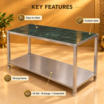 Gurubhai Equipments Marble Table (1 Undershelf) – Key Features