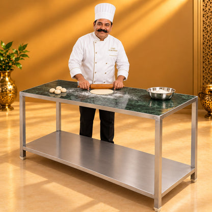 Gurubhai Equipments Marble Table (1 Undershelf) – Chef Gurubhai Demo