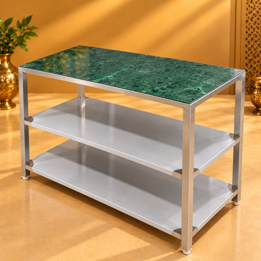 Gurubhai Equipments Marble Table (2 Undershelf) – Hero View