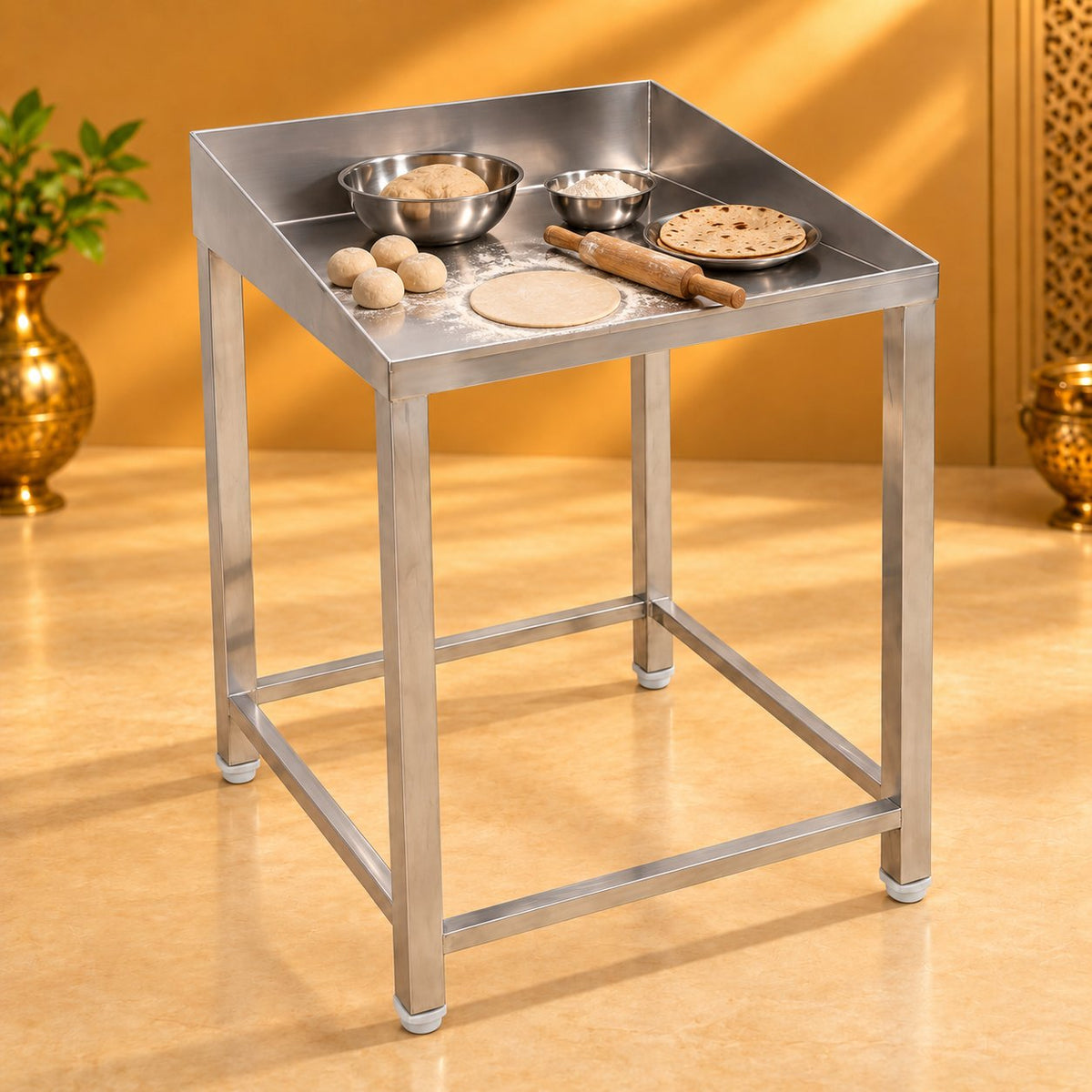 Gurubhai Equipments Roti Table 24 × 24 – In Use