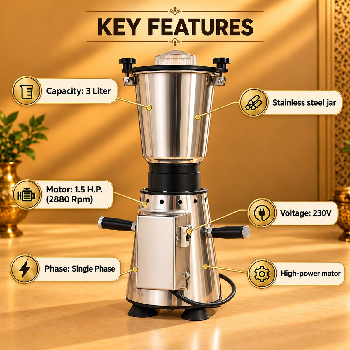 Gurubhai Equipments Stainless Steel Mixer 3 Ltr – Key Features
