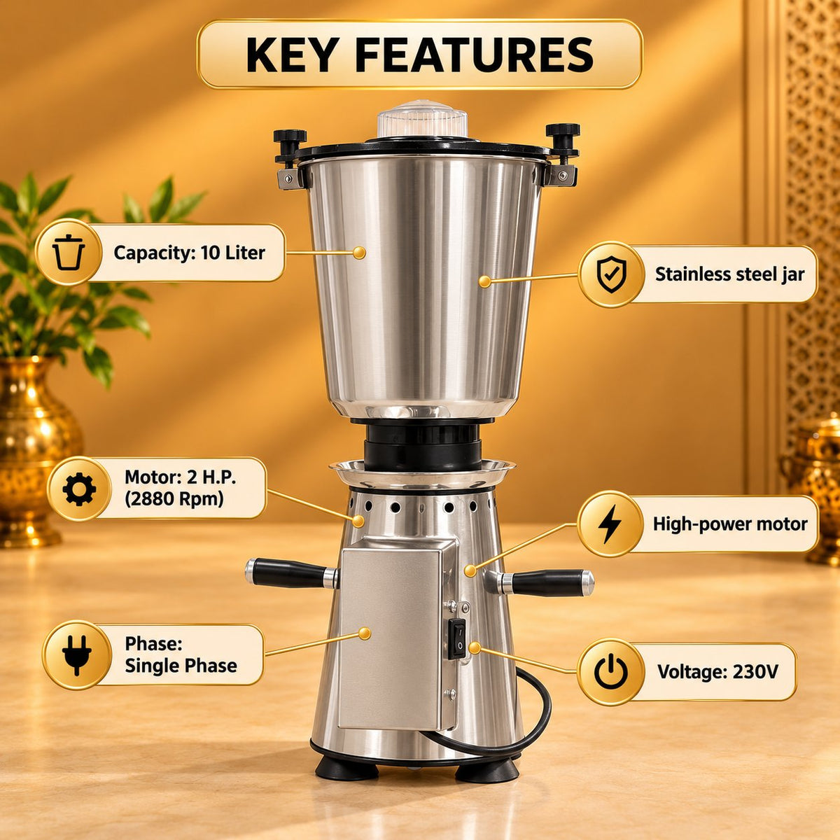 Gurubhai Equipments Stainless Steel Mixer 10 Ltr – Key Features