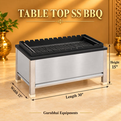 Gurubhai Equipments Table Top SS BBQ – Dimensions & Specifications