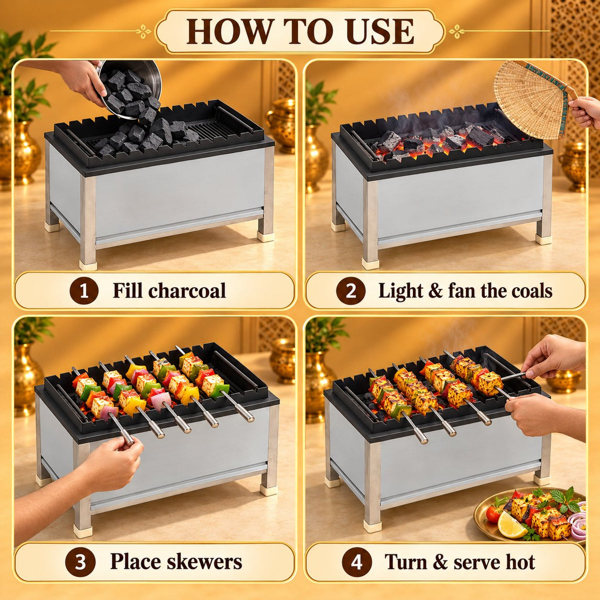 Gurubhai Equipments Table Top SS BBQ – How to Use