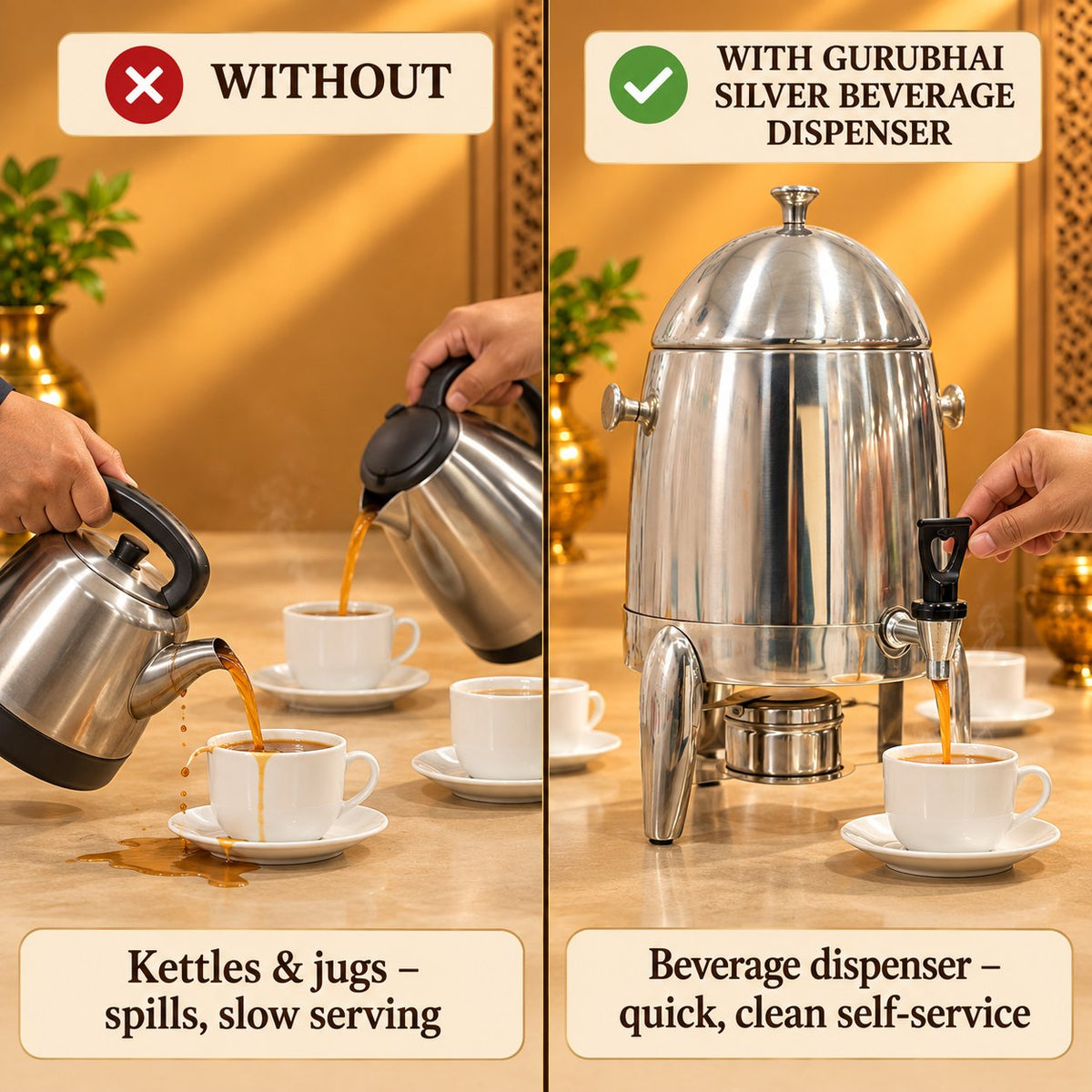 Gurubhai Equipments Silver Beverage Dispenser – Why Choose It