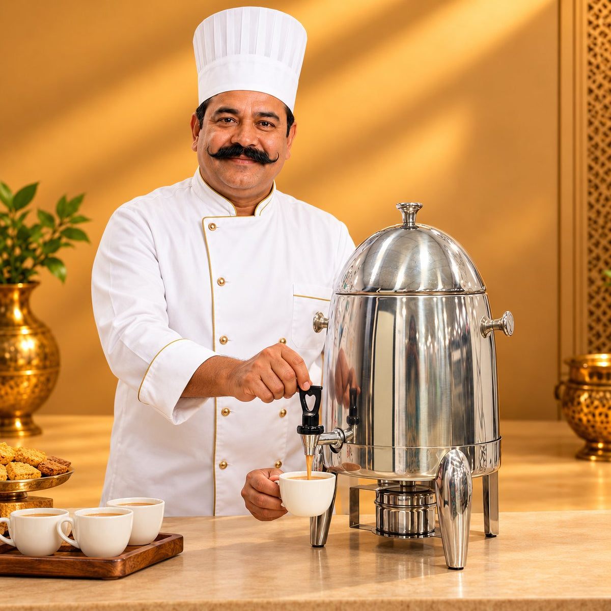 Gurubhai Equipments Silver Beverage Dispenser – Chef Gurubhai Demo