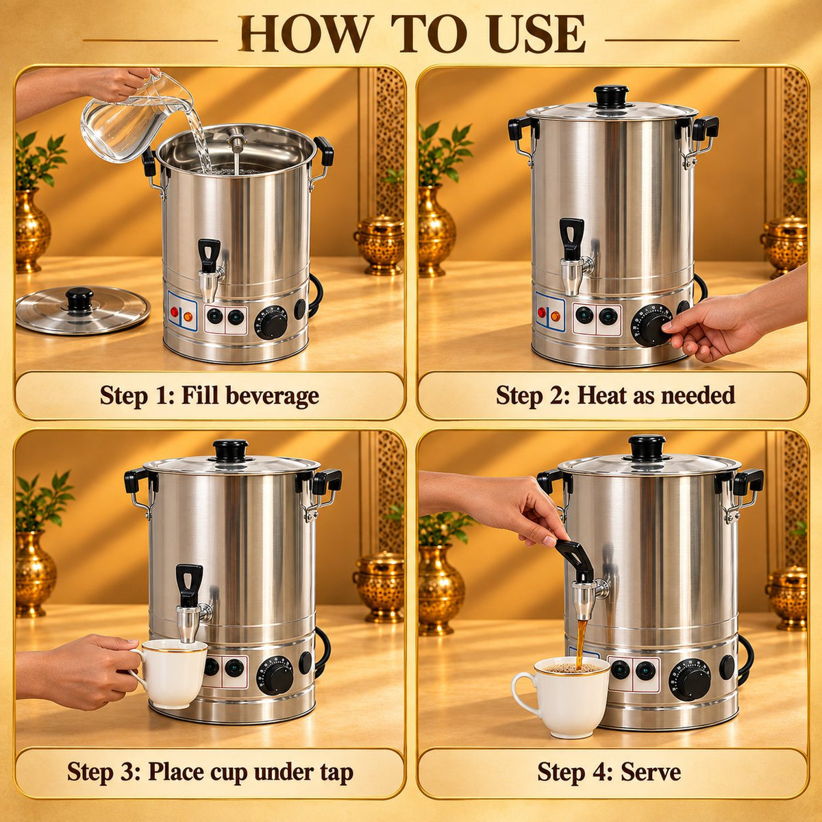 Gurubhai Equipments Electric Boiler Dispenser 10 Ltr – How to Use