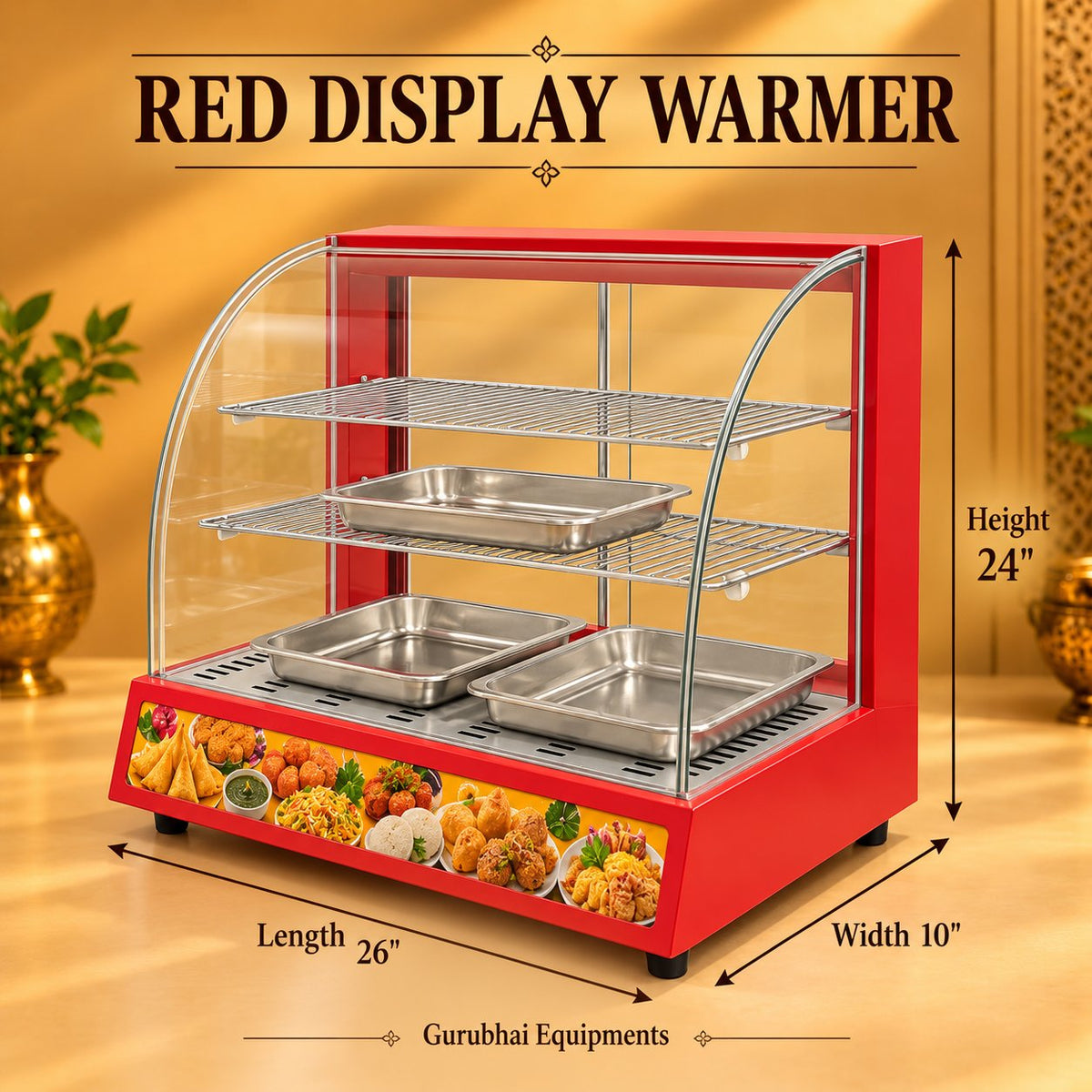 Gurubhai Equipments Red Display Warmer – Dimensions & Specifications