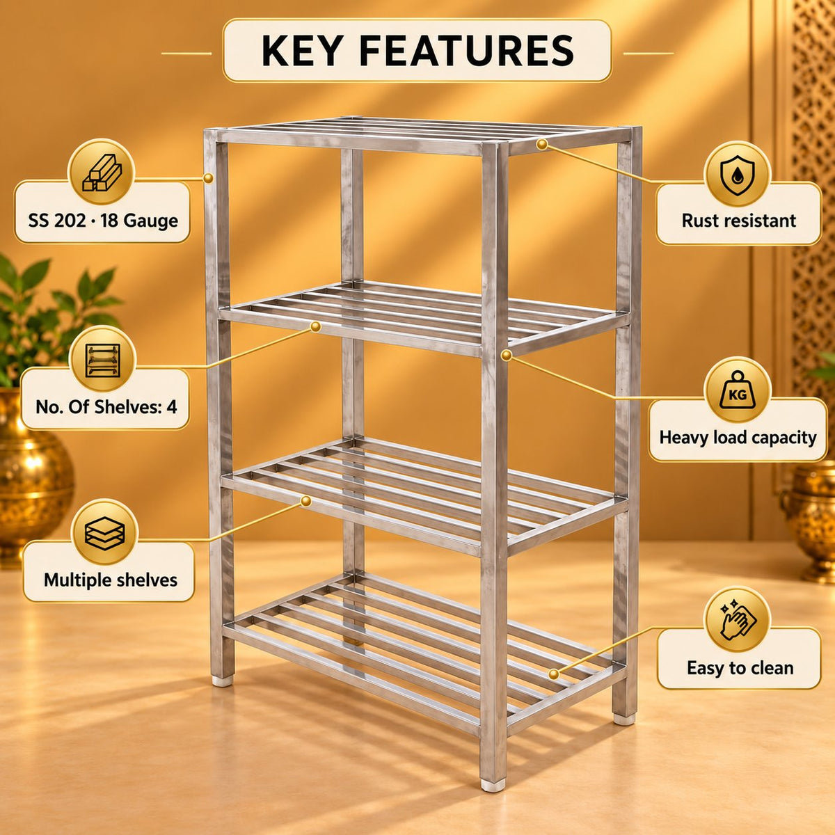 Gurubhai Equipments Pot Rack – Key Features