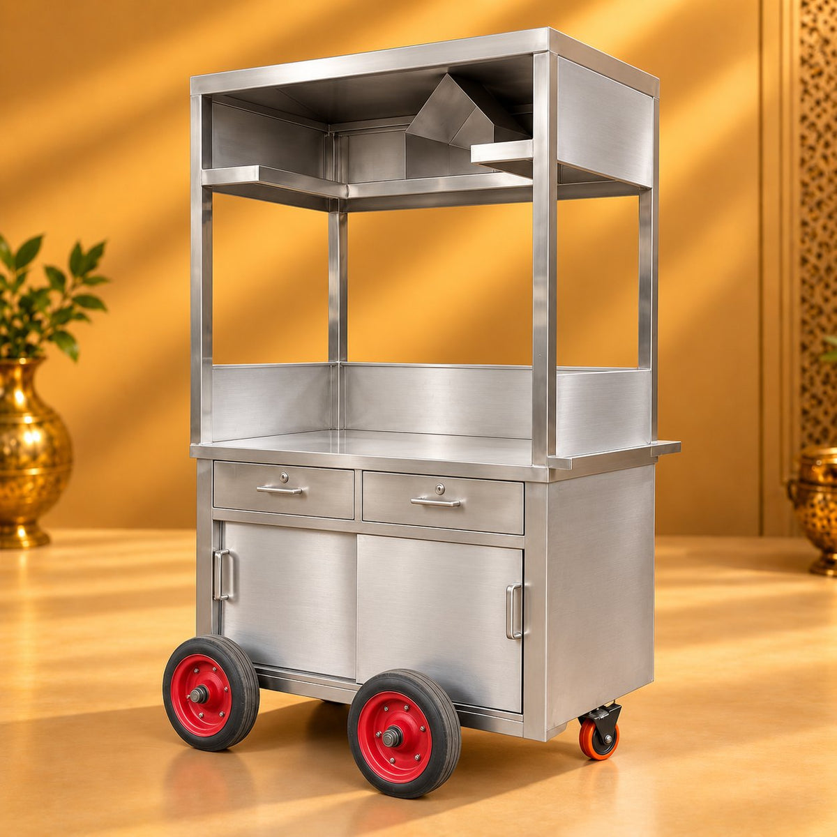 Gurubhai Equipments SS Fast Food Counter On Wheels – Hero View