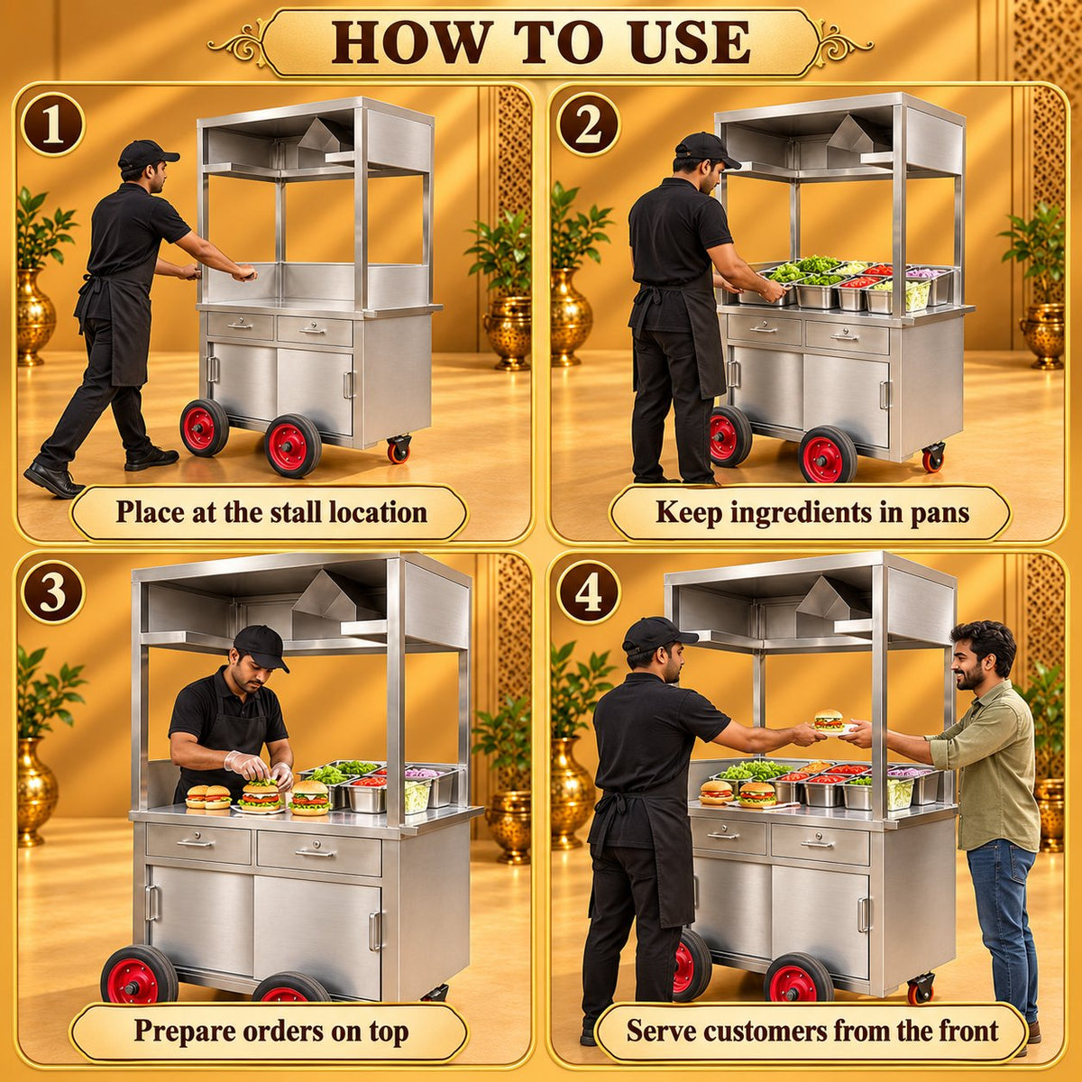 Gurubhai Equipments SS Fast Food Counter On Wheels – How to Use