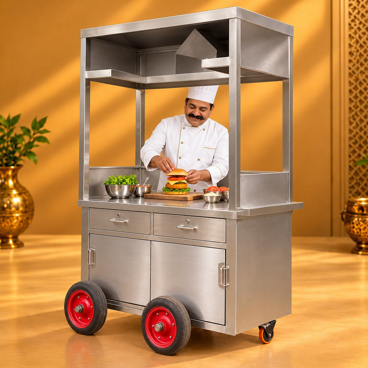 Gurubhai Equipments SS Fast Food Counter On Wheels – Chef Gurubhai Demo
