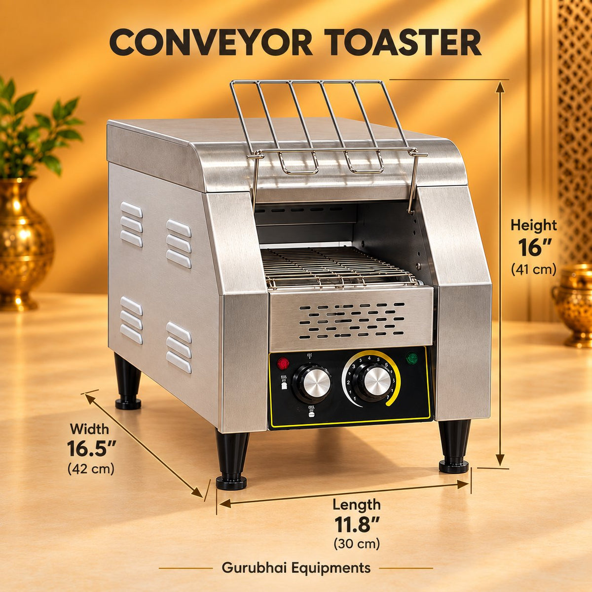 Gurubhai Equipments Conveyor Toaster – Dimensions & Specifications