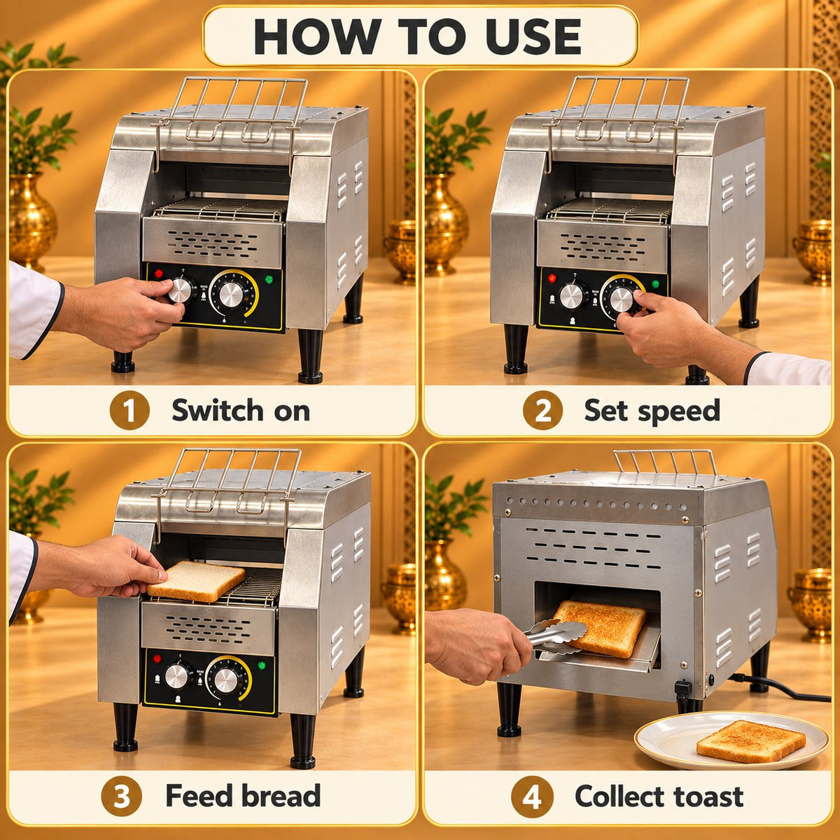 Gurubhai Equipments Conveyor Toaster – How to Use