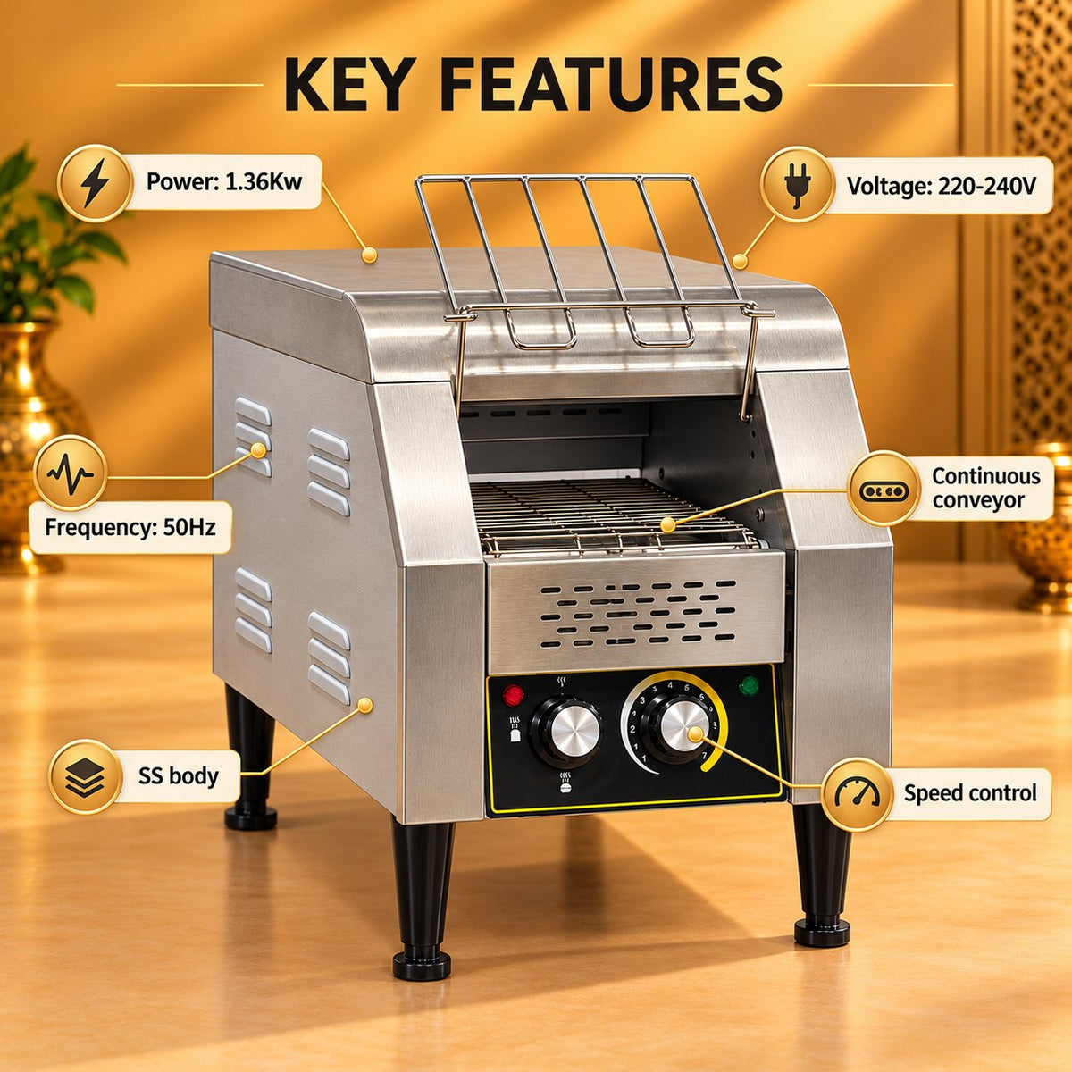 Gurubhai Equipments Conveyor Toaster – Key Features