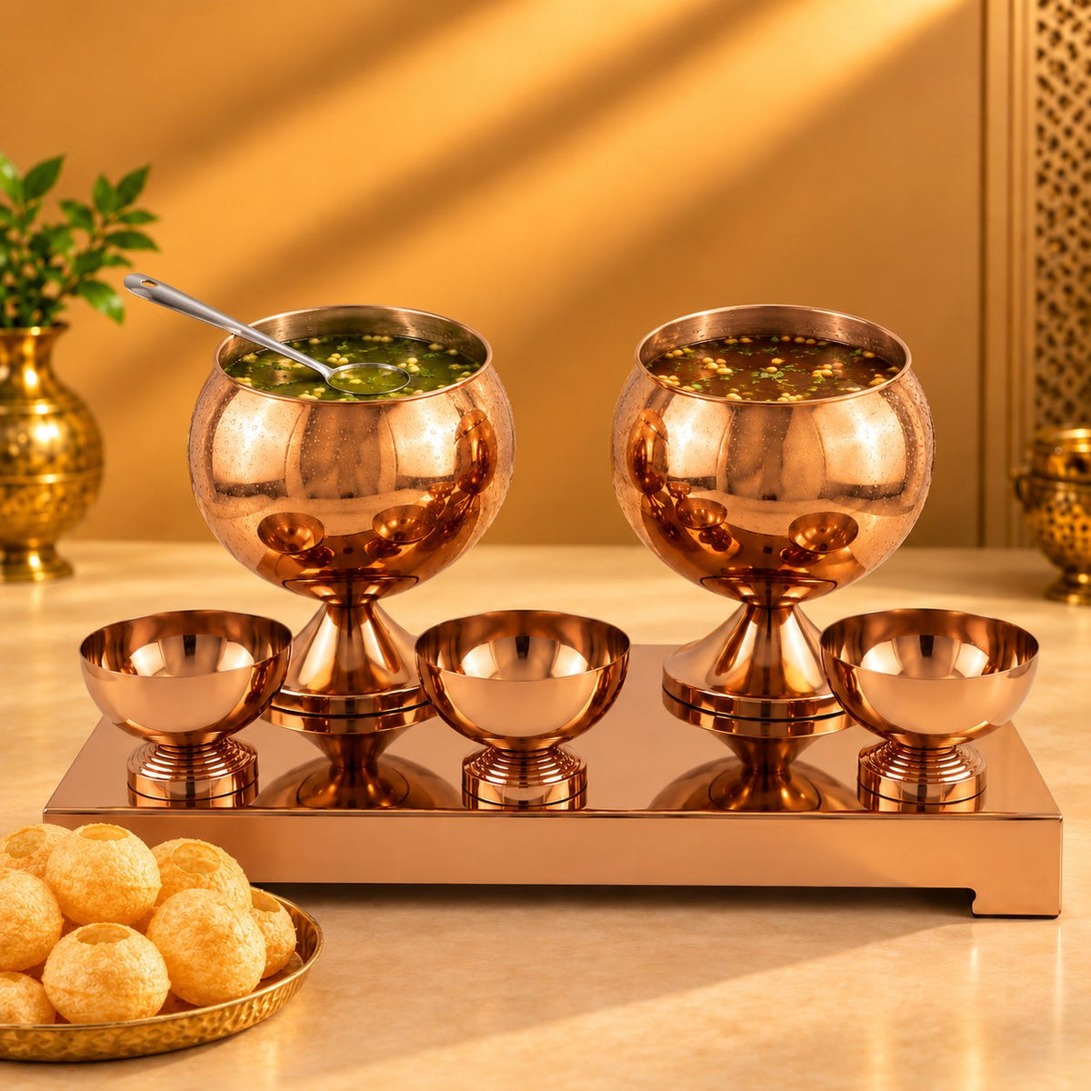 Gurubhai Equipments Panipuri Matka Set - Rose Gold – In Use