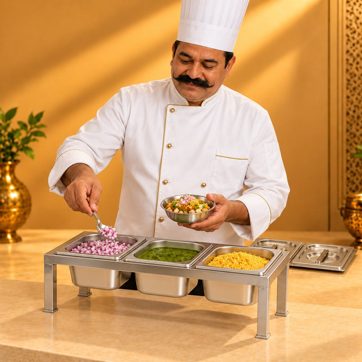 Gurubhai Equipments 3 GN Pans Stand – Chef Gurubhai Demo