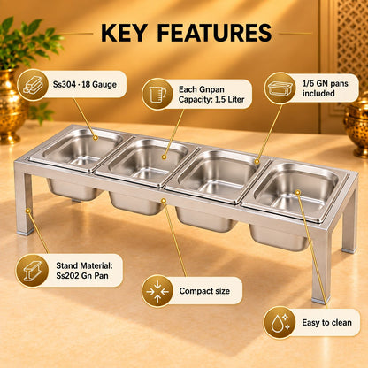 Gurubhai Equipments 4 GN Pans Stand – Key Features