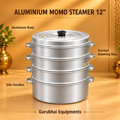 Gurubhai Equipments Aluminium Momo Steamer 12" – Dimensions & Specifications