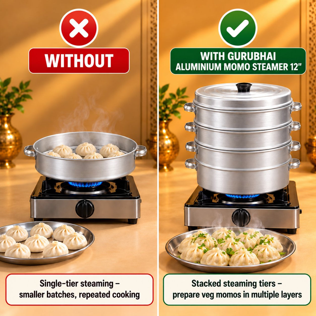 Gurubhai Equipments Aluminium Momo Steamer 12" – Why Choose It