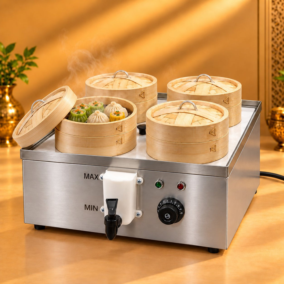 Gurubhai Equipments Electric Dim Sum Steamer – In Use