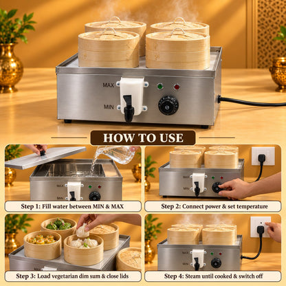 Gurubhai Equipments Electric Dim Sum Steamer – How to Use